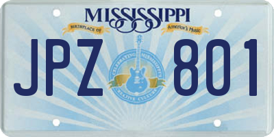 MS license plate JPZ801