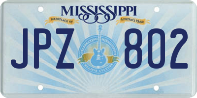 MS license plate JPZ802