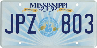 MS license plate JPZ803