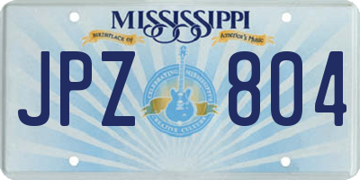 MS license plate JPZ804