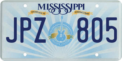 MS license plate JPZ805