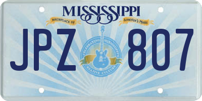 MS license plate JPZ807