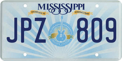 MS license plate JPZ809