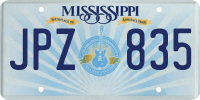 MS license plate JPZ835