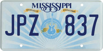 MS license plate JPZ837