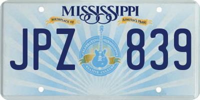 MS license plate JPZ839