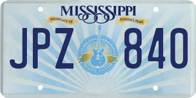 MS license plate JPZ840