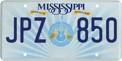 MS license plate JPZ850