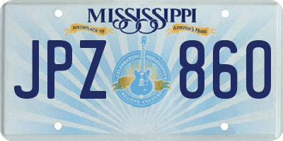 MS license plate JPZ860