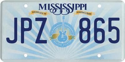 MS license plate JPZ865