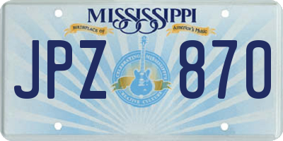 MS license plate JPZ870