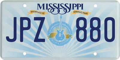 MS license plate JPZ880