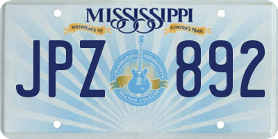 MS license plate JPZ892