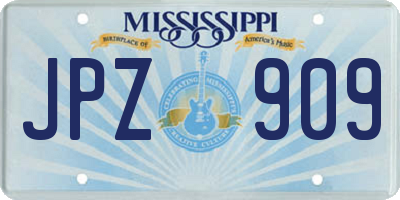 MS license plate JPZ909
