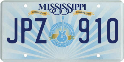 MS license plate JPZ910