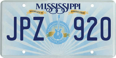 MS license plate JPZ920