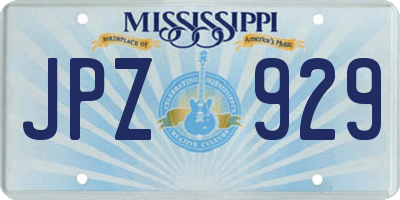 MS license plate JPZ929