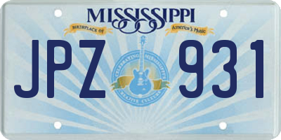 MS license plate JPZ931