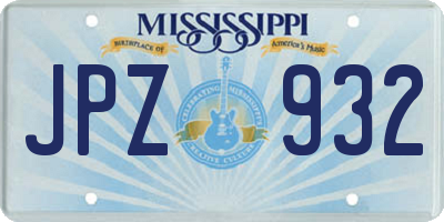 MS license plate JPZ932