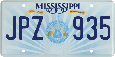 MS license plate JPZ935