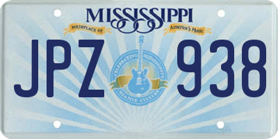 MS license plate JPZ938