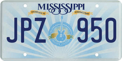 MS license plate JPZ950