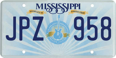 MS license plate JPZ958