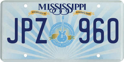 MS license plate JPZ960