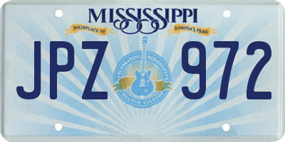 MS license plate JPZ972