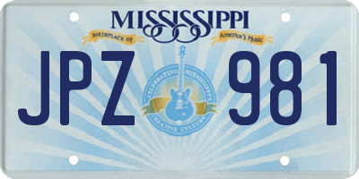 MS license plate JPZ981