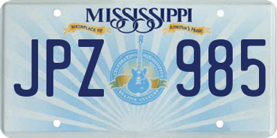 MS license plate JPZ985