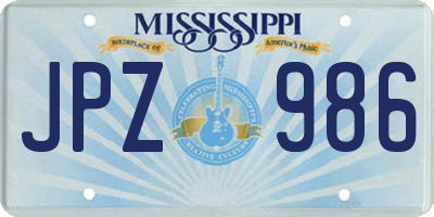 MS license plate JPZ986