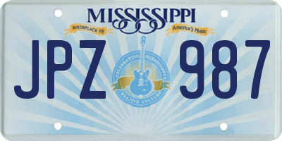 MS license plate JPZ987