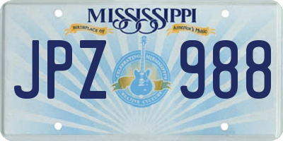 MS license plate JPZ988