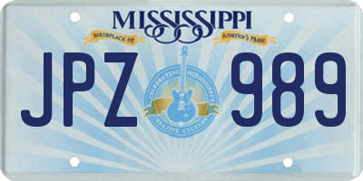 MS license plate JPZ989
