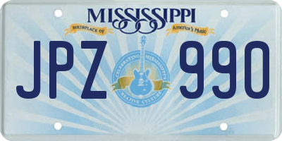 MS license plate JPZ990