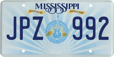 MS license plate JPZ992