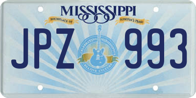 MS license plate JPZ993