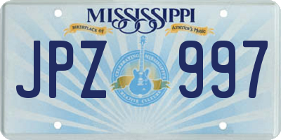 MS license plate JPZ997