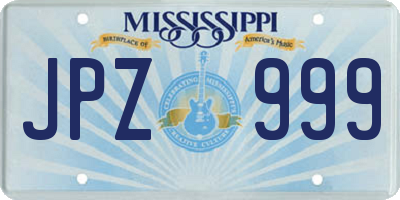 MS license plate JPZ999