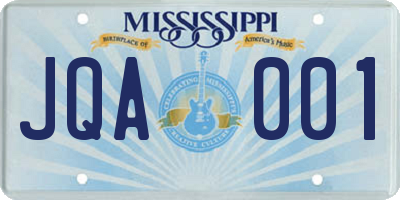 MS license plate JQA001