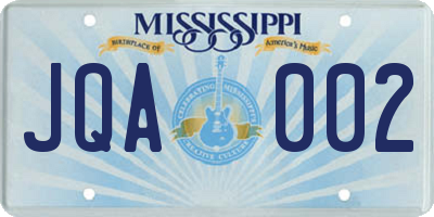 MS license plate JQA002