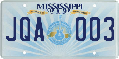 MS license plate JQA003