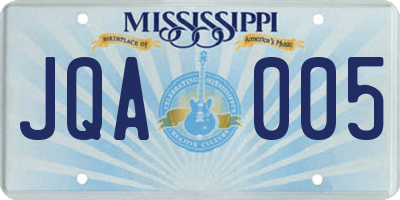 MS license plate JQA005