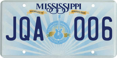 MS license plate JQA006