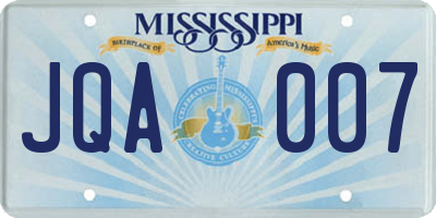 MS license plate JQA007