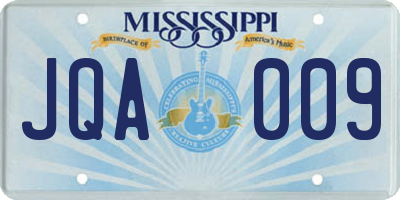 MS license plate JQA009