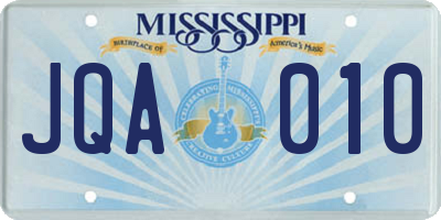 MS license plate JQA010