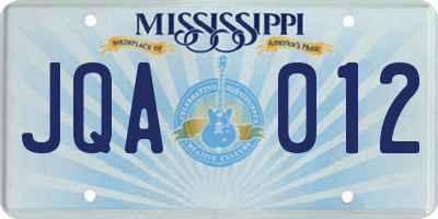 MS license plate JQA012