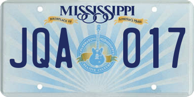 MS license plate JQA017